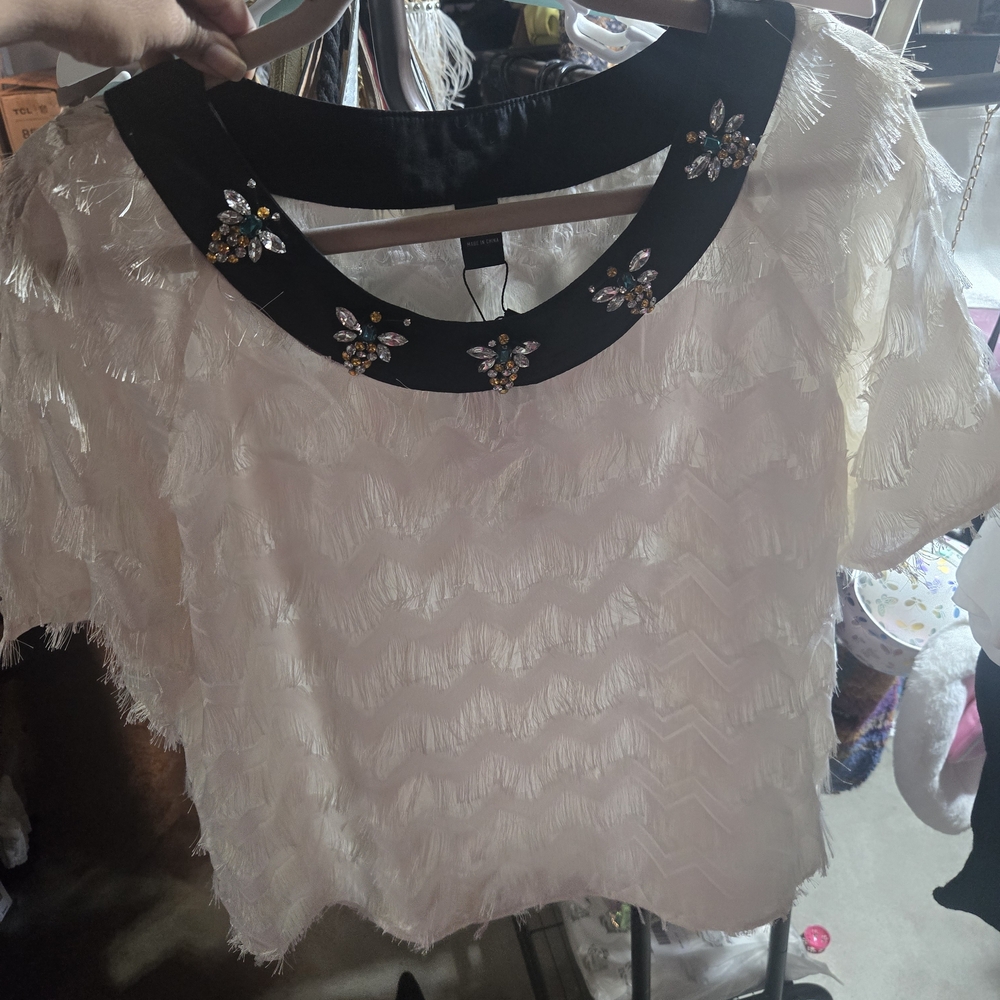 Elegant Cream and Black Women's Top